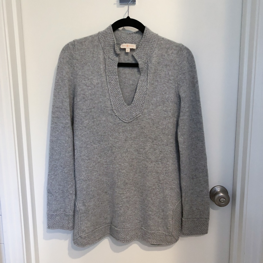 Tory Burch 100% Cashmere Grey Lizzie Tunic Sweater